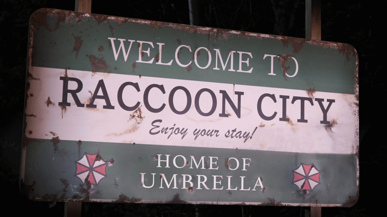 Resident Evil Welcome to Racoon City Town Sign