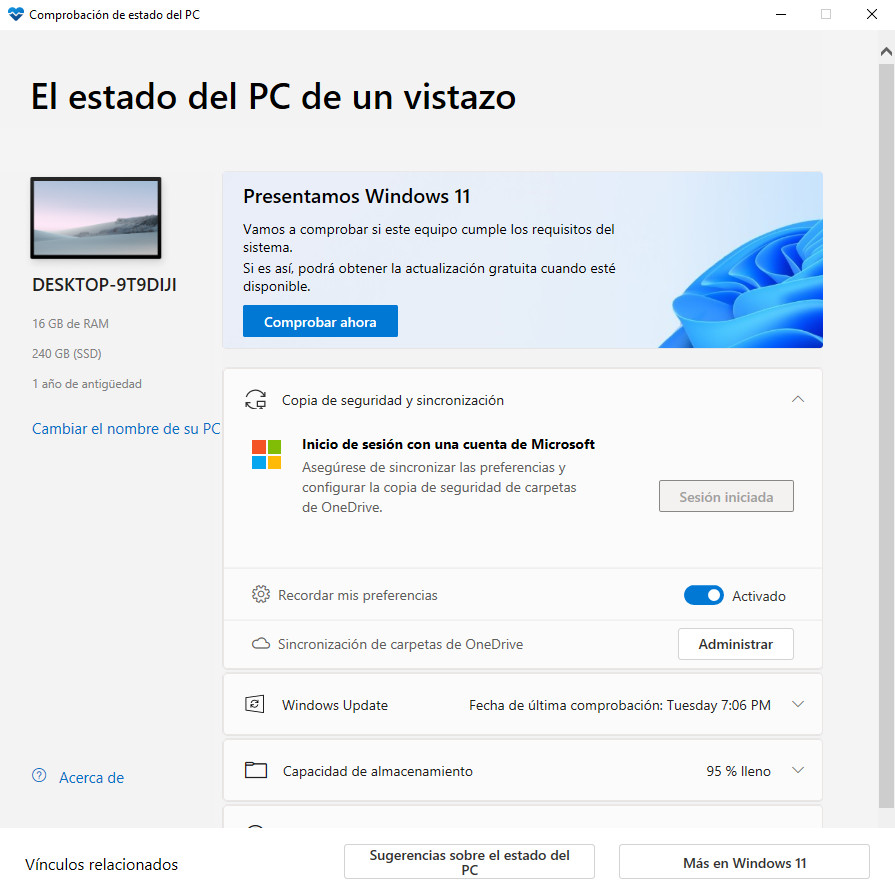 Herramienta de compatibilidad para Windows 11