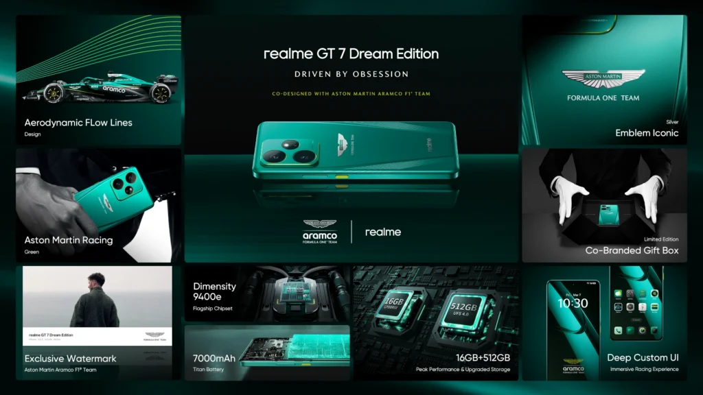 Imagen con características del realme GT 7 Dream Edition