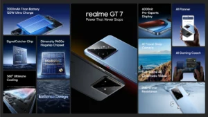 Imagen con características del realme GT 7 Series